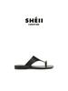 Sheepskin Su Yinyin Small Gold Buckle Slippers Women's Summer Wear Square Head Cover Toe Holiday Beach Flat-bottomed Herringbone Cool Slippers