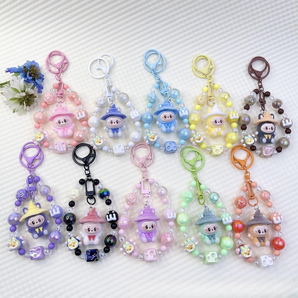 Flocking Wizard Cute Grain Mobile Phone Chain Keychain Bag Doll Pendant Accessories