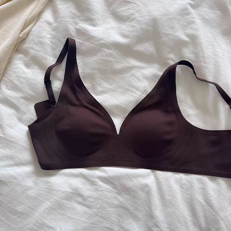 

Large breasts show small women, no traces, anti-sagging, sub-breasts, bras, beautiful back, thin styles in spring and summer, comfortable ladies XL 38/85ABC темно-коричневого кольору