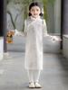 Girls' Winter Long Sleeve Velvet Cheongsam: Chinese-Style Tang Suit Hanfu Dress for Older Children