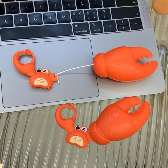 Kids Cartoon Crab Toy Pull Rope To Move Crab Claw No Battery Required Children Adults Animal Keychain Stress Relief Interactive Toy