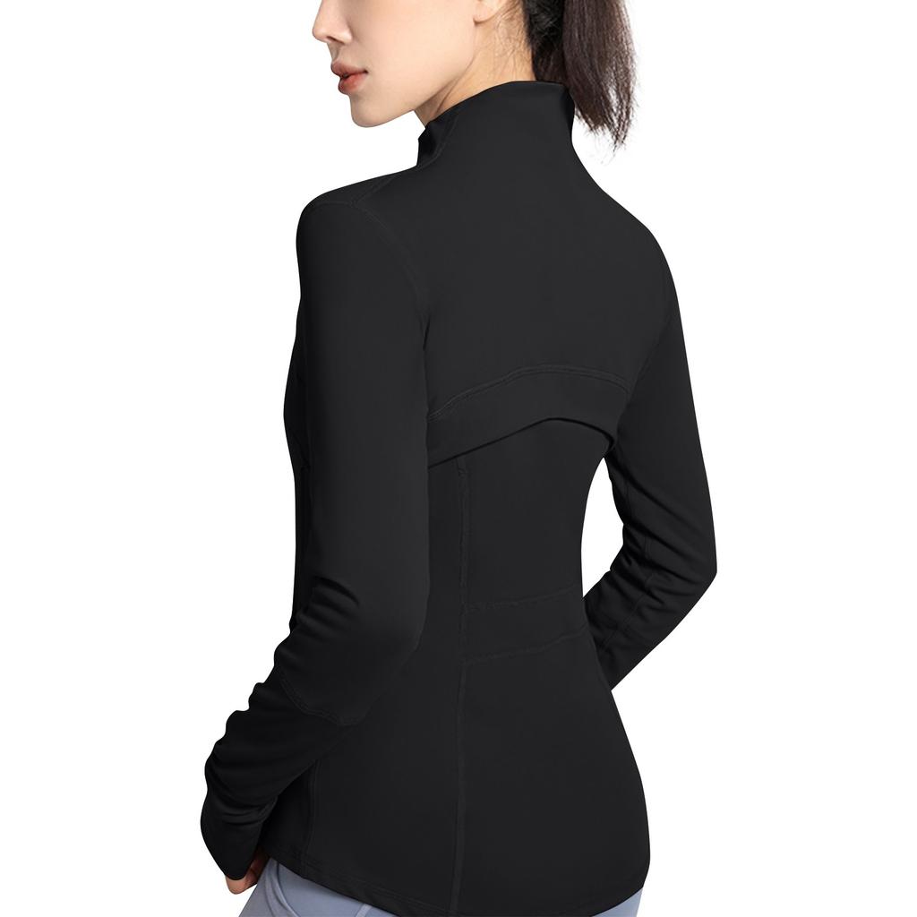 Women's Slim Fit Full Zip Athletic Running Sports Workout Jacket With Pockets