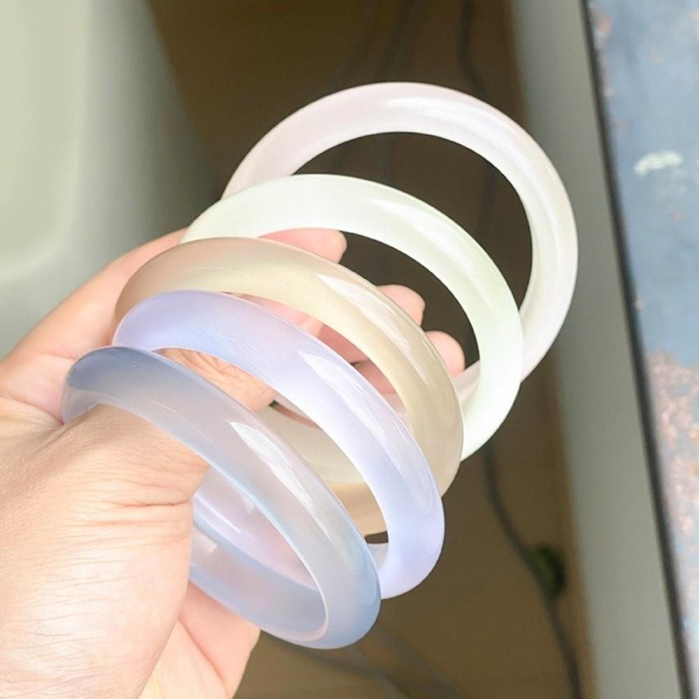Cat's Eye Jadeite Bangle Bracelet Transparent Agate Chalcedony Bracelet  Women