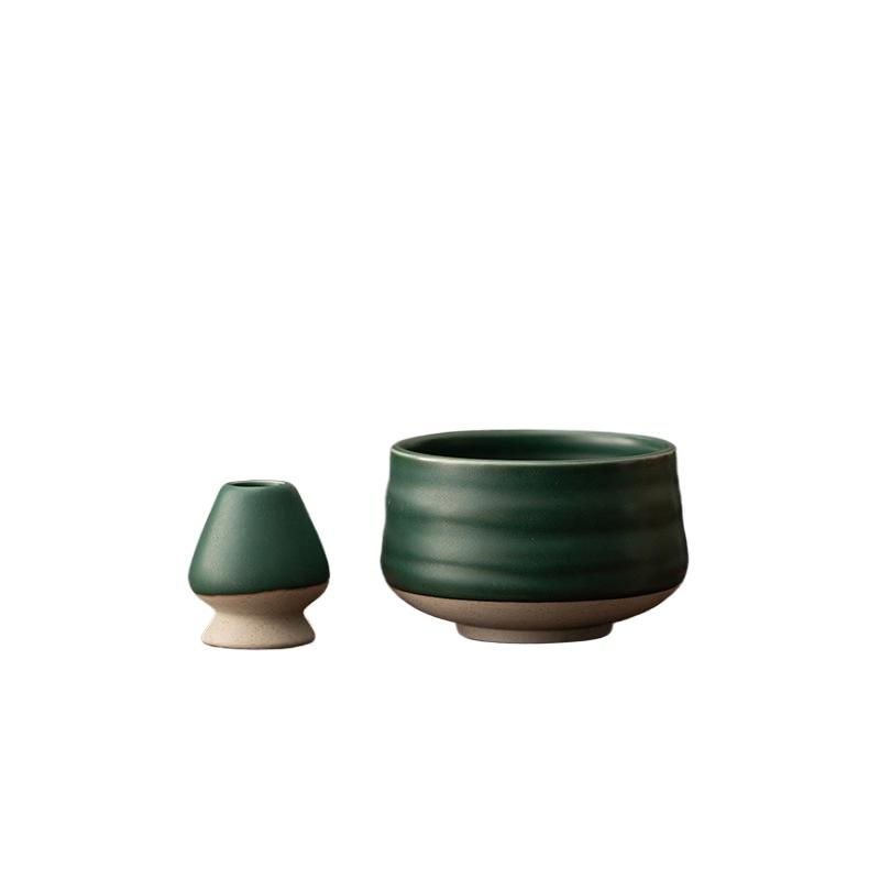 2PCS Japanese Matcha Tea Set Bamboo Tea Brush Ceramic Tea Bowl Composition Chinese Traditional Handmade Tea