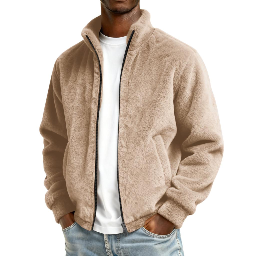 Men's Winter Solid Color Zipper Jacket Men's Casual Fashion Cardigan