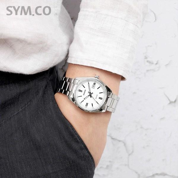 Casio Classic Round Fluted Bezel Mineral Glass Men's Fashion Metal Wrist Watch