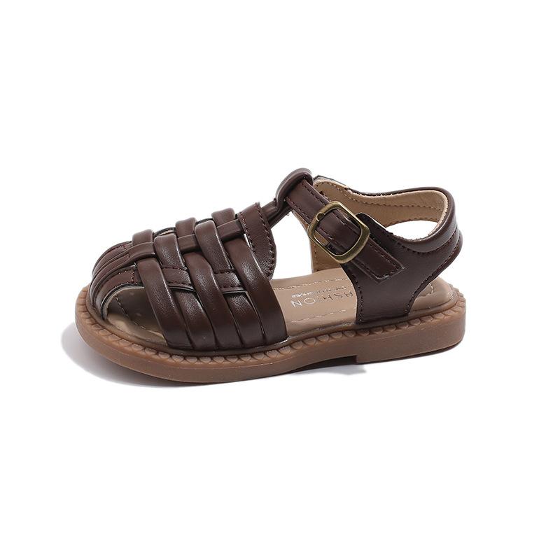 New style sandals for girls, woven casual baby shoes, children's comfortable beach shoes, breathable sandals
