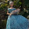 Simulated Flower Fairy Figurine, Resin Sculpture with Embossed Lace Texture, Ornament for Outdoor Indoor Garden Decor Elegant Gift