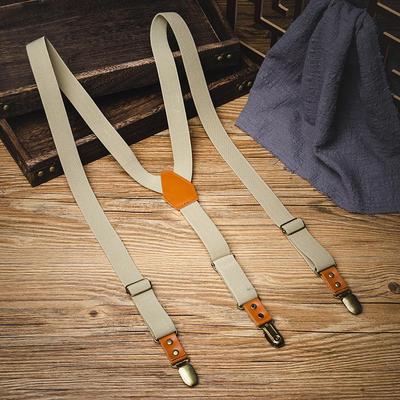 Retro British Y-Shaped Elastic Suspenders with Three Clips for Adults - Trendy and Versatile.