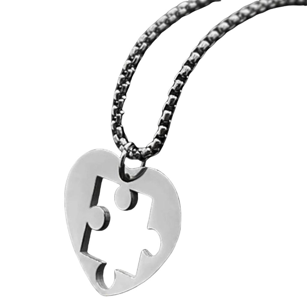 Matching Heart Puzzle Pendant Necklaces Heart Puzzle Pendant Necklaces for Couples Unique Collarbone Chain Accessory