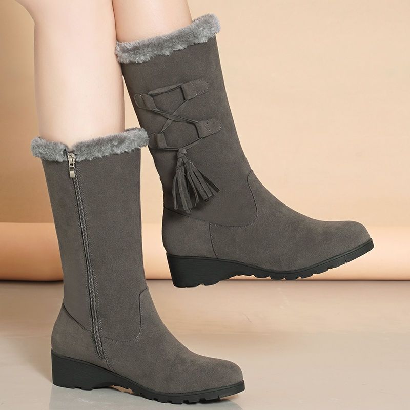 Women's Lightweight Comfortable Thick Sole Cold Warm Padded Snow Boots Non-slip Wear Outdoor Sports Mid-calf Cotton Boots