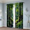Set Of 2 Popular Curtain Panels Green Forest Print Versatile Polyester Without Rod All Seasons Use Kitchen Living Room Ideal For Great