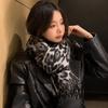 Fleece Leopard Print Scarf Thick Scarves Retro Winter Shawl Wrap  Daily Commute