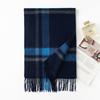 Scarf Women's Autumn and Winter Korean Style Pure Cashmere Scarf Thickened Men's Dark Blue High End Plaid Versatile Couple Scarf