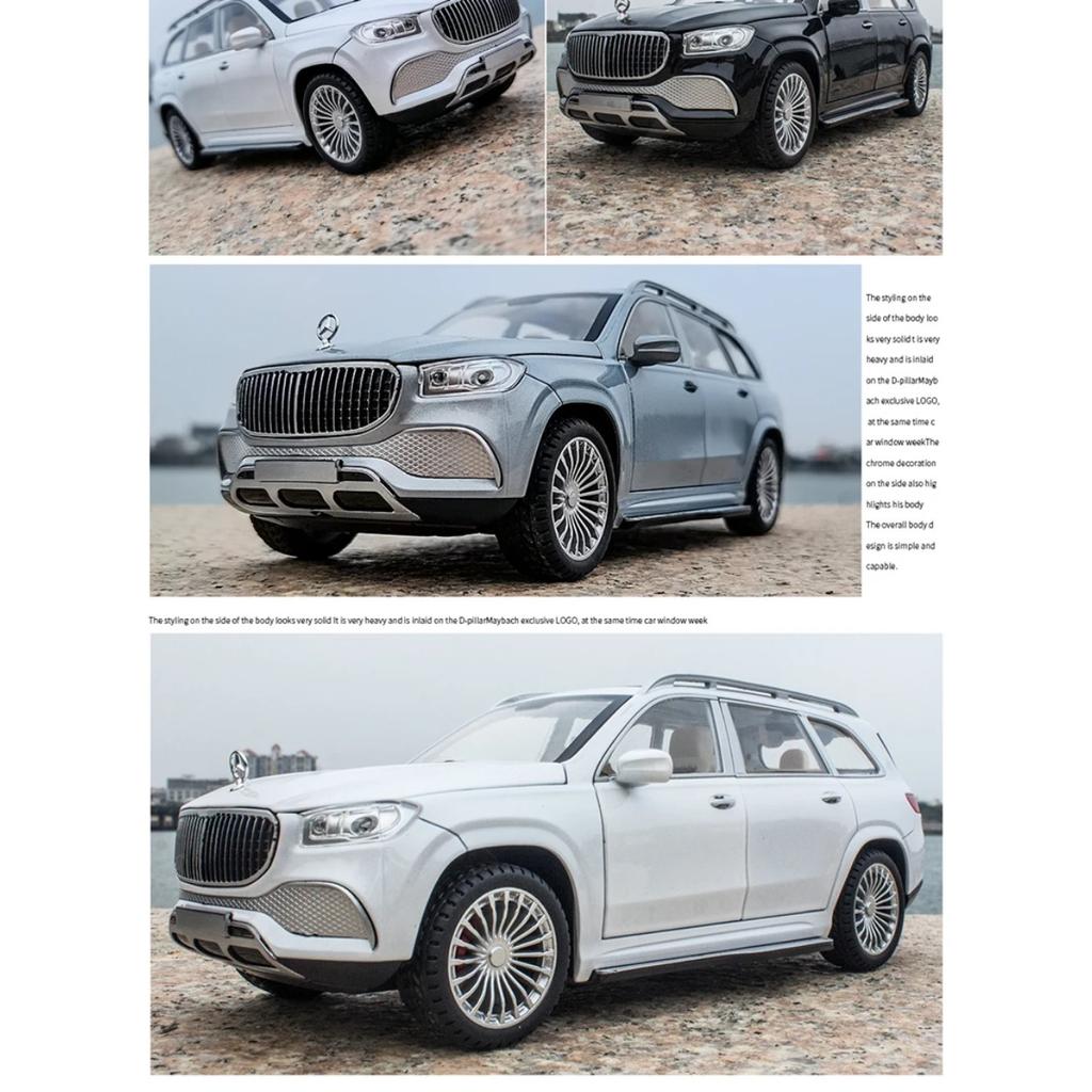 1/24 BENZ Maybachs GLS-klasse GLS600 Legeringsbilmodell Støpte metallleketøybilmodellsamling Lydlys Simuleringsbil Leker til barn Gave