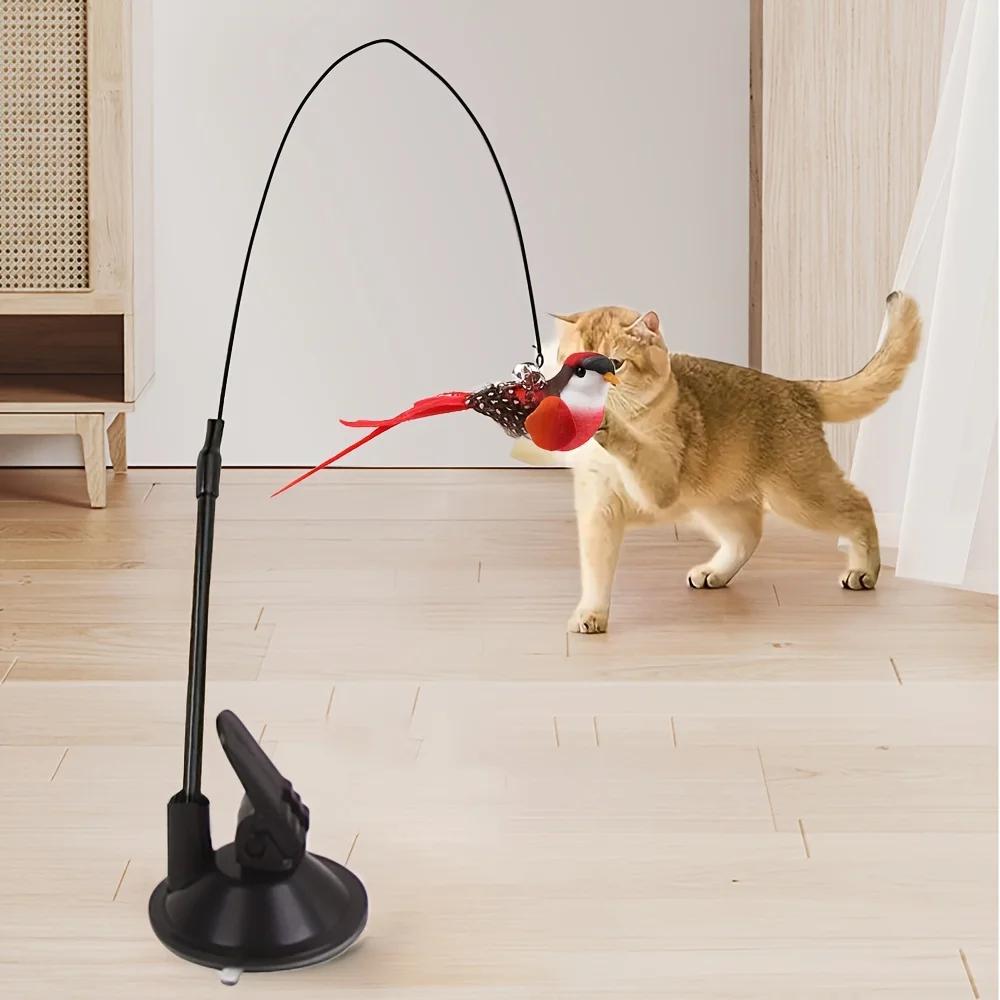1/pc cat funny cat stick steel wire long pole feather cute cat toy kitten fishing self-pleasure relief pet toy