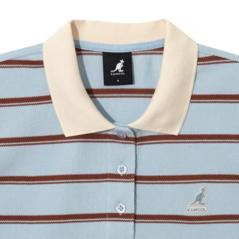 Kangol Women S Stripe Pique Shirt Light Blue 1731