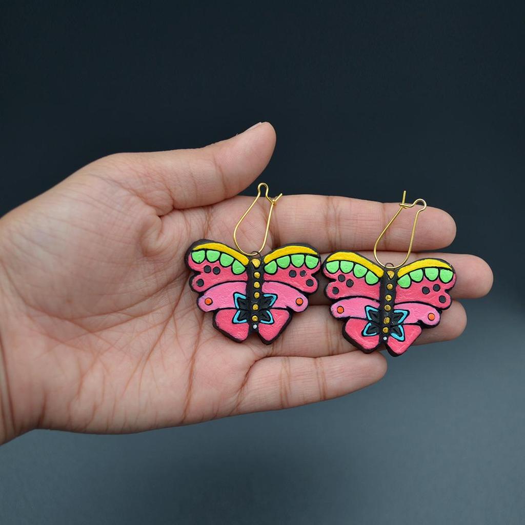 Handmade Clay Butterfly Necklace Earring Set