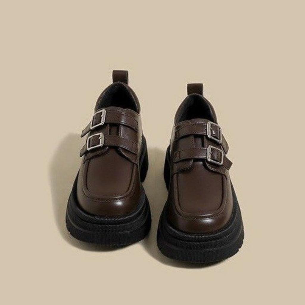 Small Leather Shoes Female Models Spring and Fall Models Single Shoes Tide with Thick-soled Lefou Shoes Black Female Shoes Fashion Women Shoes