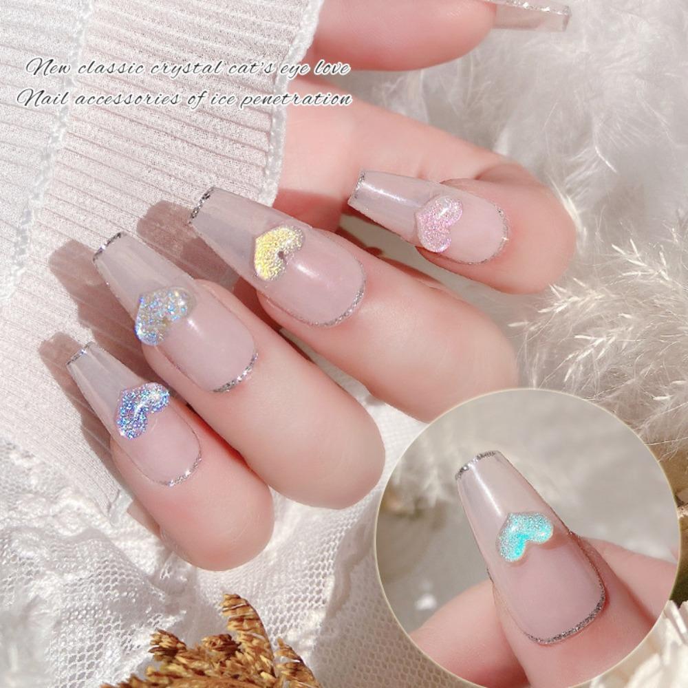 

Love Heart 3D Nail Art Drills Heart Nail Decorations Aurora Nail Decorations Стразы для ногтей синий