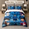 Blue Lock 3Pcs Bedding Set, Personalized Custom Name Text, 1 Duvet Cover & 2 Pillowcases For Bedroom