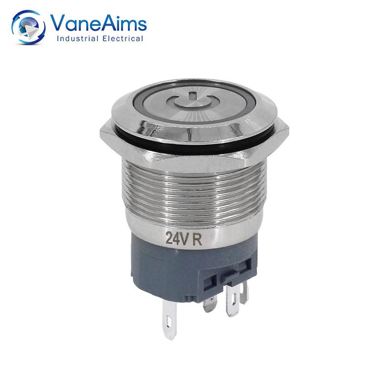 22mm Small Metal Button Latching Momentary Power Push Button Switch 3-6V/12V/24V/220V 5A for DIY Computer Car Panel Modification