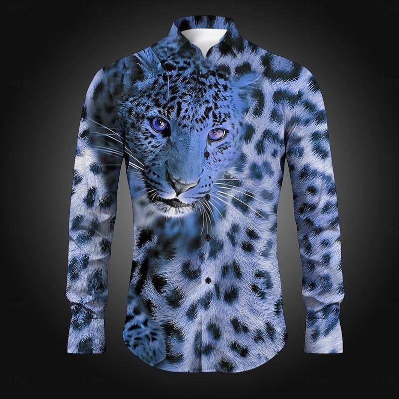 Men's Leopard Print Button Down Shirt Fashion Casual Men's Leopard Print New Design New Soft and Comfortable