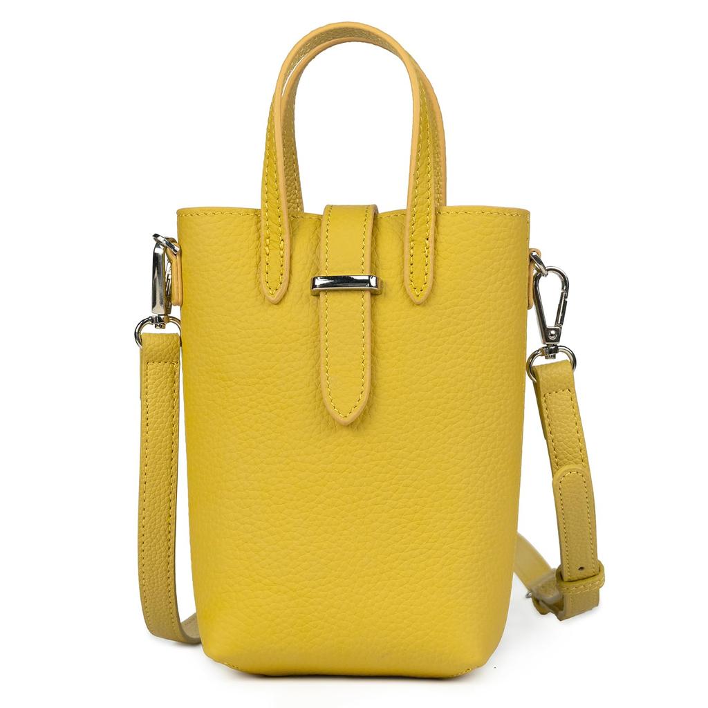 Smartphone Pouch Smartphone Shoulder Bag Crossbody Genuine Leather Smartphone Pochette Lightweight Mini Shoulder Pouch [Lady Cici] Women's (Yellow)