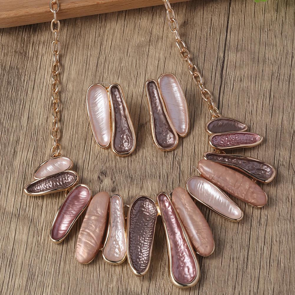 Jewelry Sets for Women, Spring/Summer 2025 Design Rose Enamel Irregular Necklace Set, Birthday Gift, Valentine'S Day Gift