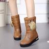 Leather Waterproof Chunky Half High Women's Snow Boots Winter Fleece-lined Fashion 2025 Novelty Designer Luxury Hot Ladies Shoes
