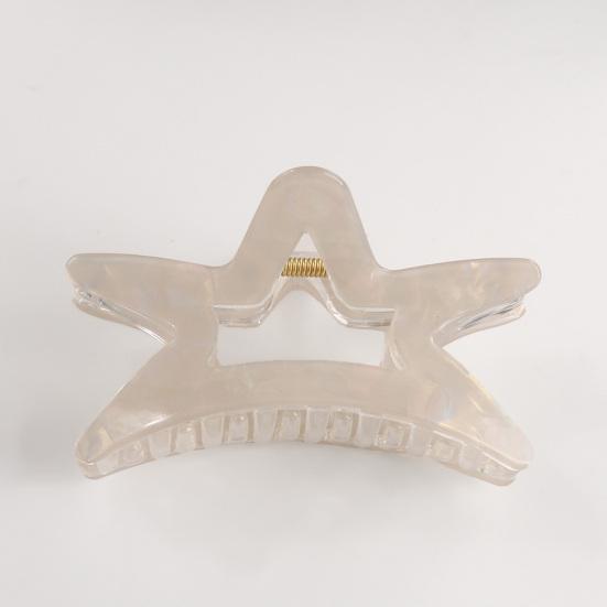 Hair Claw Hollow Five-Pointed Star Shape Hair Clip Medium Size Back Head Shark Hair Claw Anti-slip Teeth Strong Grip Hair
