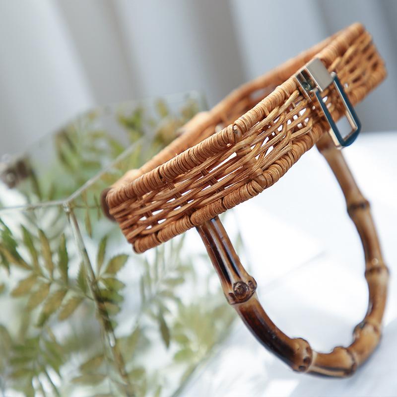 Women Bag  Summer Transparent Acrylic Shoulder Bag With Bamboo Handle For Women Unique And Luxurious