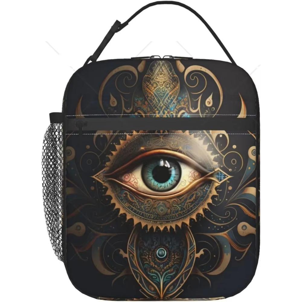 Złote Ręce Fatimy Izolowana Torba na Lunch Wielokrotnego Użytku Termiczna Torba na Lunch z Zamkiem Błyskawicznym i Kieszenią do Pracy na Zewnątrz Podróży Piknik