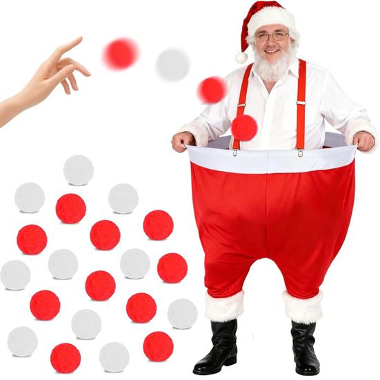 Yousheng Santa Pants Snowball Fight Kit Red And White Fake Snowball Activity Christmas Party Toss Game with 20 Snow Balls for Family Indoor Outdoor
