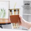 Portable Glass Coffee Cup with Lid and Straw