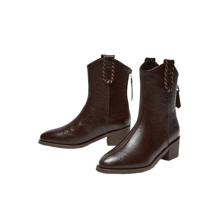 New Western Short Boots for Women In Autumn and Winter 2025 New Temperament French Retro Pointed Knight Martin Boots for Women