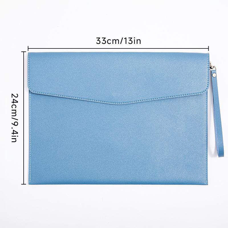 Leather A4 Document Folder - Korean Style Customizable File Bag with Logo Option