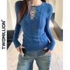Spicy Girl Slim Fit Hollow Knit Sweater - Long-Sleeved Autumn/Winter Layer for Women