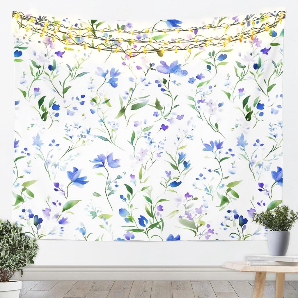 Butterfly Tapestry Glitter Diamonds Print Wall Art Luxury Elegant Blue Wall Hanging Blanket for Living Room Bedroom Home Decor