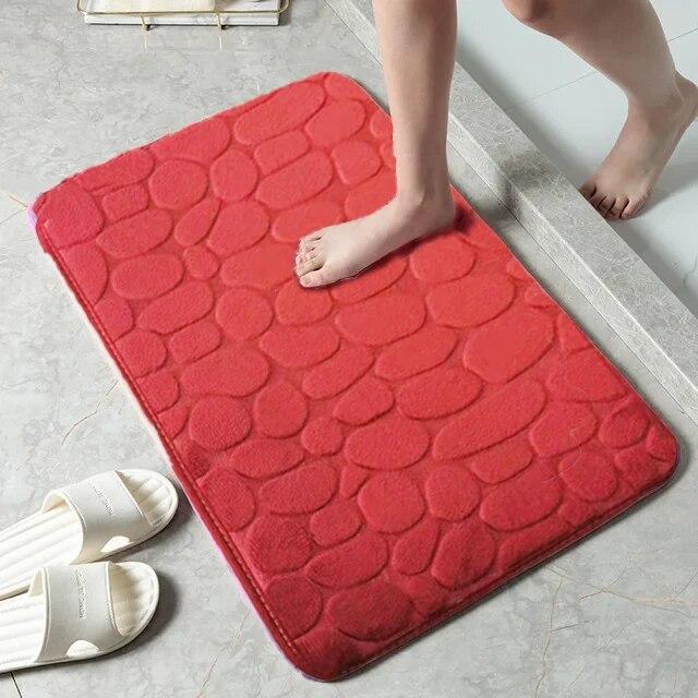 Bathroom Mat Non Slip Carpets Cobblestone Embossed Bathroom Bath In Wash Basin Bathtub Side Floor Rug Shower Room Doormat Memory