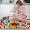 1 Pezzo Tappeti da Cucina Antifatica, Stampa Floreale Rossa Impermeabile Antiscivolo Spesso Ammortizzato Tappetino da Cucina Resistente Tappetino Ergonomico per Stare in Piedi per Cucina