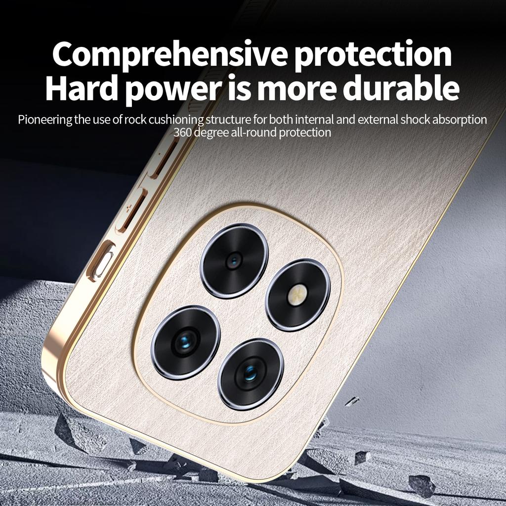 KADEM For Xiaomi Redmi Note 14 Pro 5G/Poco X7 5G Case Electroplating Silk Texture PU+TPU Phone Back Cover