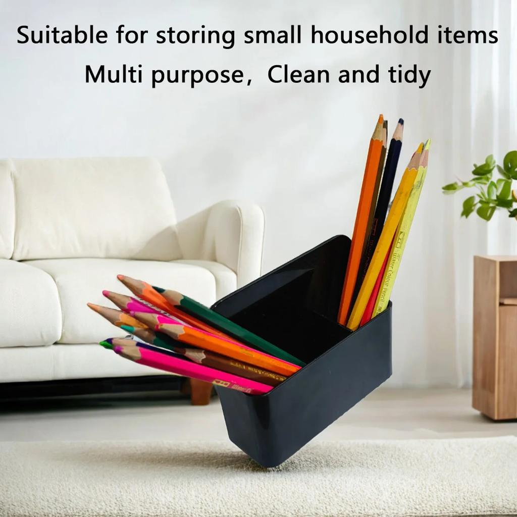 Black Plastic Mini Magnetic Whiteboard Pen Holder,Chalk,Crayon Storage Box,Multifunctional Stationery Separated Storage Pen Box