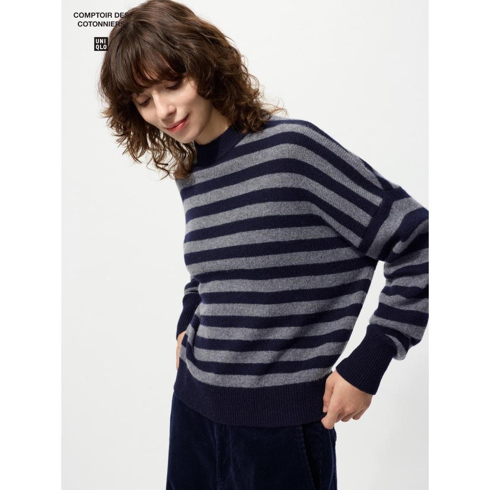 Uniqlo Lambswool Mock Neck Sweater  Stripe 