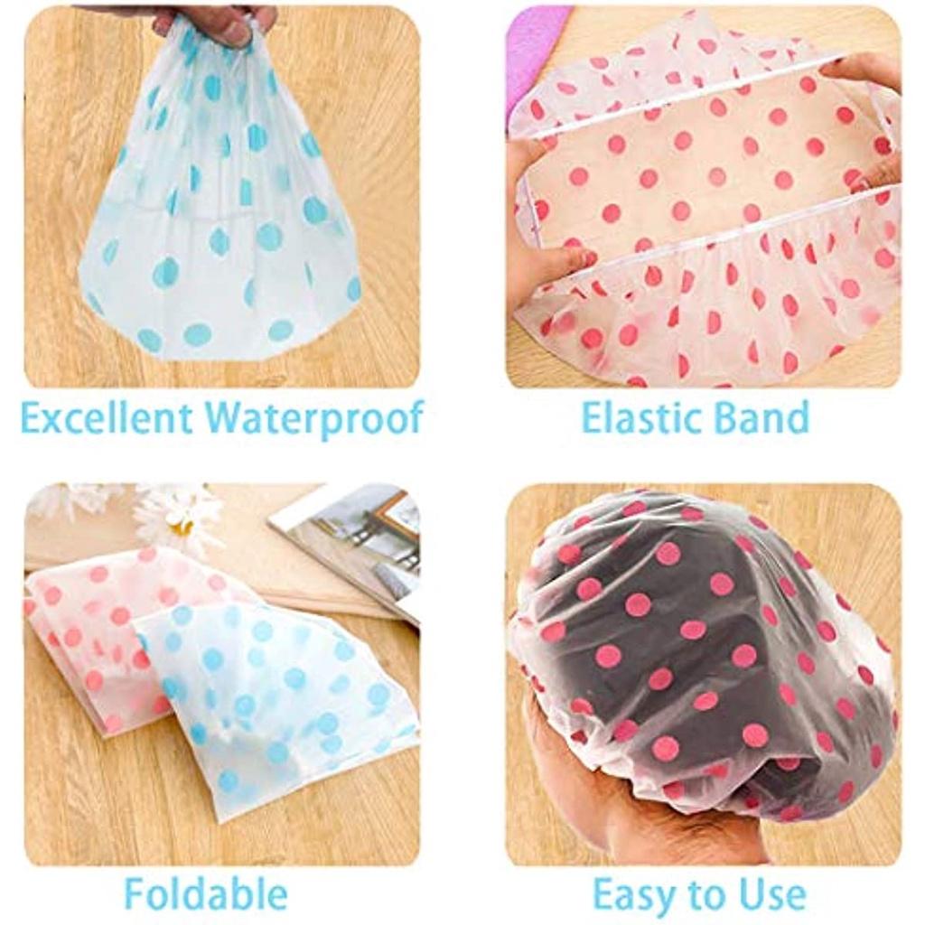 4 Pieces Reusable Shower Cap Waterproof Elastic Bath Cap Large Shower Caps, Hair Protection For Woman Shower Spa Salon Bathroom Home Use