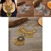 Classic Gold Silver Finish Coin Tassel Necklace With Geometric Pendant For Festival Wear