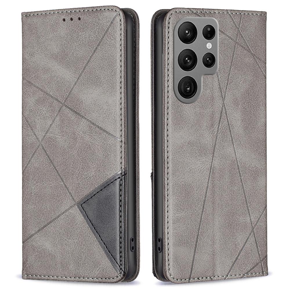 For Samsung Galaxy S24 Ultra Case Magnetic Closing PU Leather Phone Cover with Card Slots