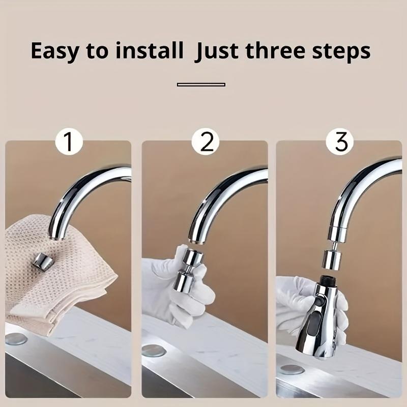 3-Speed Swivel Spray Kitchen & Bathroom Faucet Extension with Splash-Proof Pressure Nozzle, Connector for Sinks, Sprayer for Kitchen Bathroom Faucet