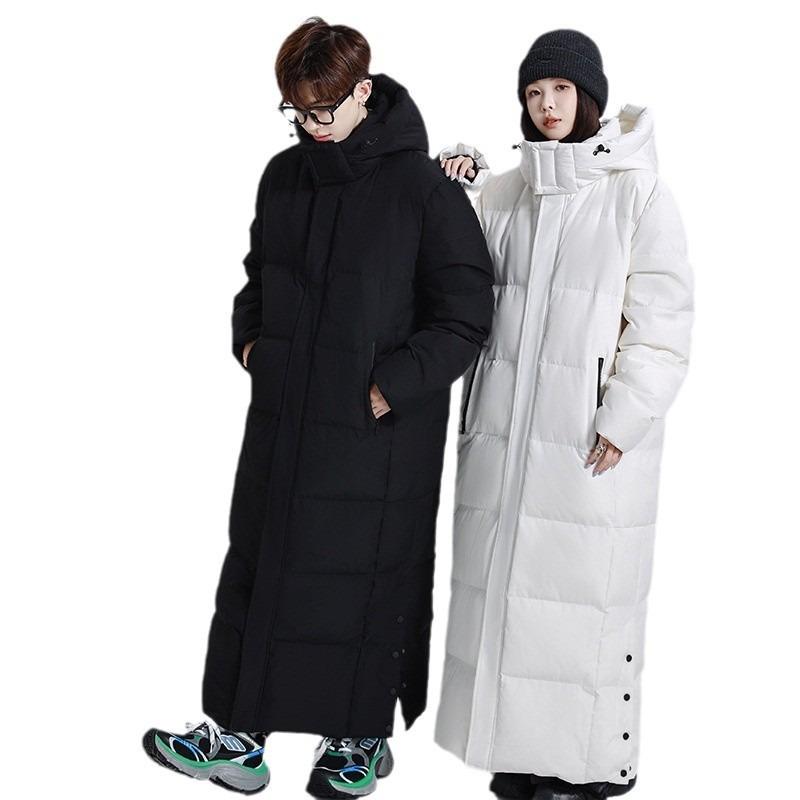 New Autumn and Winter Couples Long Knee Down Jackets for Men and Women Loose Casual Warm Jackets