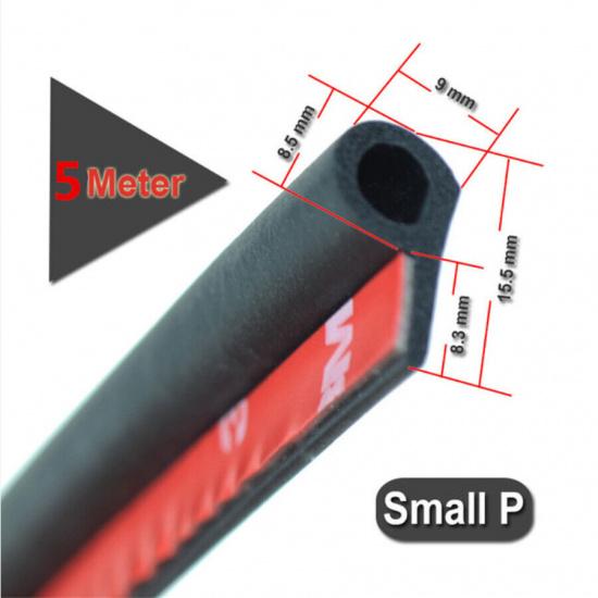 5M Universal Car Auto Door Seal Strip Small P Shape Dustproof Toughness Rubber